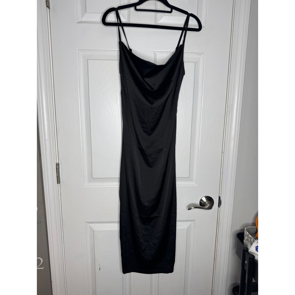PARISIAN NWT Black Satin Slip Dress Cocktail Party Black Tie Formal Size‎ US 2